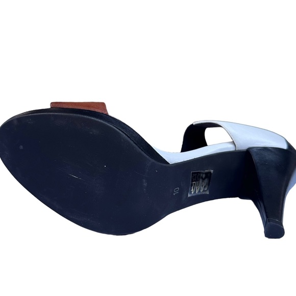 Heeled Sandal Claire Flowers Lizzy Leather White Black Brown Size 10 New Neutral - Picture 14 of 17